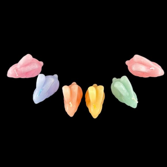 1) Meri Meri 6 Bunny Candles, Pastel 2.5"H x 1 5/8"L,  2.5 Burn Hours - Picture 9 of 9